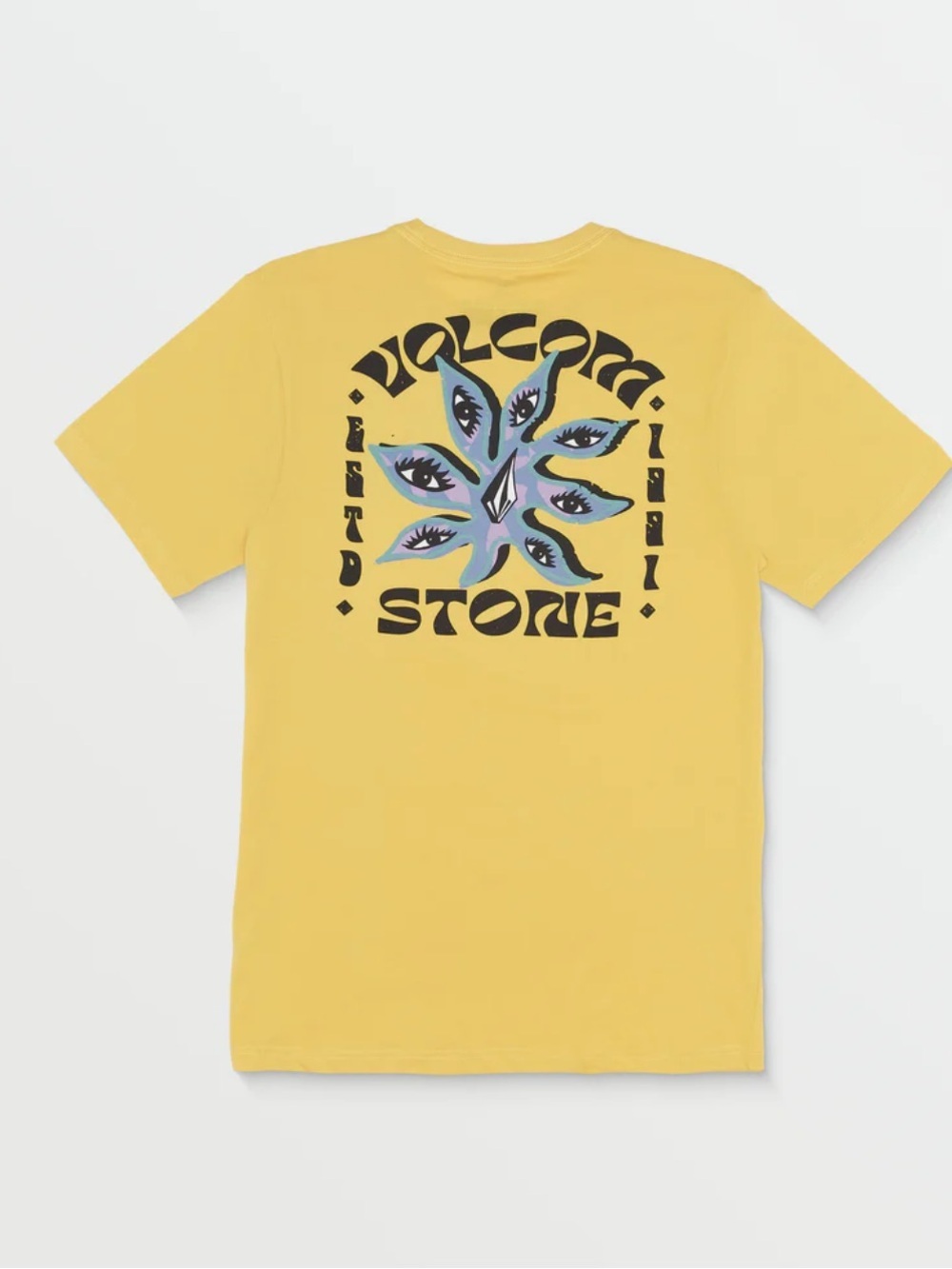 Volcom Yellow Tee with Multicolor Eye Graphic